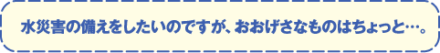 水被害の備えをしたいのですが、大げさなものはちょっと…